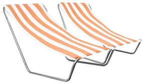 Set de 2 sezlonguri de plaja pliabile SAND, dungi portocalii