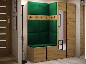 Mobilier hol Tovenaz XII (Stejar artisan + Negru + Verde) (cu oglindă). 1104820
