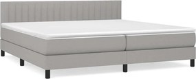 vidaXL Pat box spring cu saltea, gri deschis, 200x200 cm, textil