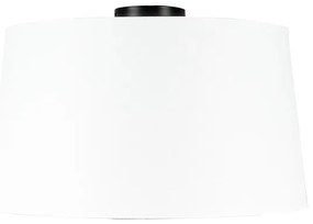 Lampă de tavan neagră mată cu umbră albă 45 cm - Combi