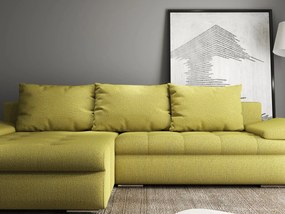 Colțar extensibil dumonde cu ladă de depozitare si sezut confortabil din spuma high-density, Leonardo Enjoy Verde 260x185 cm