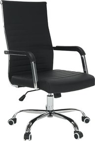Scaun de birou, piele eco/metal, negru/crom, FARAN