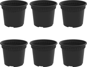 vidaXL Ghiveci rotund pentru flori 6 pcs Negru Ø 12,5 x 10 cm Plastic