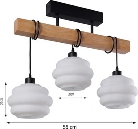 Brilagi - Lustră aplicată WOOD GLASS 3xE27/60W/230V pin/negru/alb