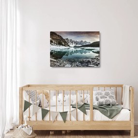 Tablou pe sticlă - lacul iarna (70x50 cm)