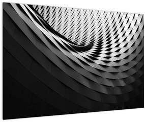 Tablou abstract - spirală alb neagră (90x60 cm)