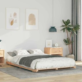 vidaXL Cadru de pat de podea Maro 140 x 190 cm Lemn masiv de pin