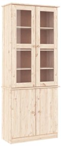 353949 vidaXL Vitrine din sticlă „ALTA” 77x35x186,5 cm, lemn masiv de pin