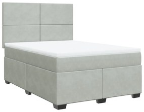 3290900 vidaXL Pat box spring cu saltea, gri deschis, 140x190 cm, catifea