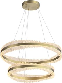 Lustra LED suspendata, metal auriu periat si cristale, Crystalline 80cm
