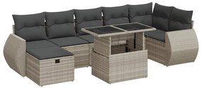 3327912 vidaXL Set mobilier de grădină cu perne, 8 piese gri deschis poliratan