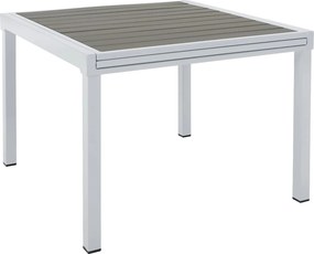 Masa extensibila gradina DORIO, alb/gri, otel/lemn, 100/200x100x75 cm