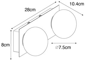 Aplică aurie 28 cm IP44 cu 2 lumini cu întrerupător - Cederic
