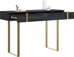 Consolă / măsuță toaletă modernă Verica 120 cm cu picioare metalice - beton negru / picioare aurii