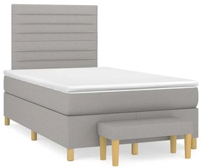 vidaXL Pat box spring cu saltea, gri deschis, 120x190 cm, textil
