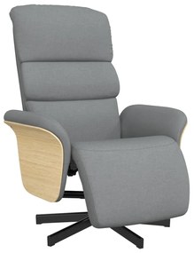 vidaXL Fotoliu rabatabil cu suport de picioare, gri deschis, textil