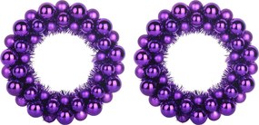 vidaXL Coronite cu bile de Craciun 2 pcs Violet 33 x 33 x 7 cm
