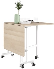 HOMCOM Masă de Dining Pliabilă pentru 4-6 Persoane cu Roți și Aripi Rabatabile Masă Rabatabilă pentru Bucătărie Sufragerie 120x80x73 cm Stejar | Aosom Romania