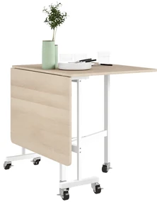 HOMCOM Masă de Dining Pliabilă pentru 4-6 Persoane cu Roți și Aripi Rabatabile Masă Rabatabilă pentru Bucătărie Sufragerie 120x80x73 cm Stejar | Aosom Romania