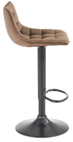 Scaun de bar cu picior negru MALIBU VELVET, bej