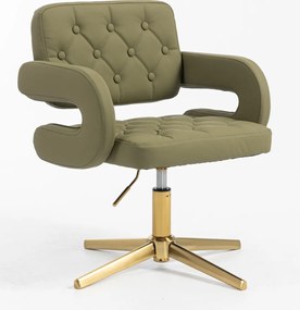 HR8403CROSS Scaun Khaki Piele Ecologica Premium Soft cu Bază Aurie