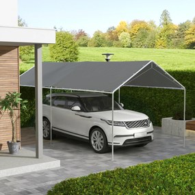 Outsunny Acoperiș Carport 10 x 20 ft, Husă de Schimb Rezistentă la UV cu Corzi Elastice, Gri Închis | Aosom Romania