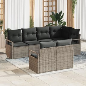 vidaXL Set de canapele pentru grădină 7 pcs Gri Rattan poli