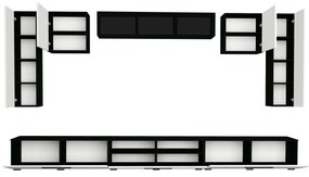 Living haaus Haga V2, Alb Lucios/Negru, MDF, L 360 cm