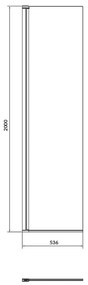 Paravan dus mobil 50x200 cm sticla securizata, profil negru pentru cabina dus walk-in Cersanit Mille 500x2000 mm, Negru mat