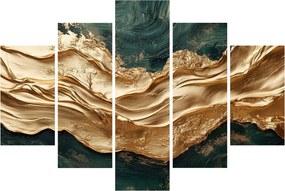 Tablou - Abstracție verde cu auriu II. (150x105 cm)