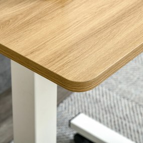 HOMCOM Birou reglabil în înălțime cu 4 roți tip C 65 cm x 48 cm x 70-110 cm, Natură + Alb | Aosom Romania