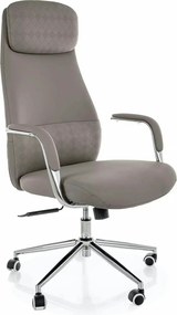 Scaun birou Q-05, gri, piele ecologică, 65x50x117 cm