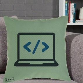 Perna Personalizata Laptop Cod HTML, 40x40 cm, Verde, Husa Detasabila, Perna Inclusa, BEKZ®