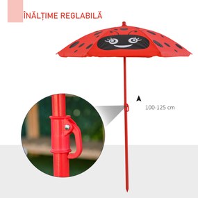 Outsunny Set masă de grădină cu 2 scaune pliabile, masă și scaune pentru copii în aer liber cu umbrelă din metal și poliester, roșu | Aosom Romania