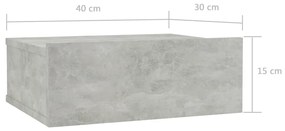 Noptiera suspendata, gri beton, 40x30x15 cm, PAL 1, Gri beton