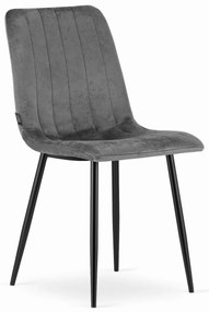 Oferta Scaun de catifea gri LAVA cu picioare negre II. calitate