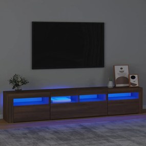 Comodă TV cu lumini LED, stejar maro, 210x35x40 cm