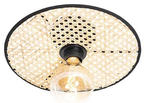 Lampă rustică de tavan și perete neagră cu ratan 30 cm - Kata