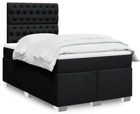 vidaXL Pat box spring cu saltea, negru, 120x200 cm, textil