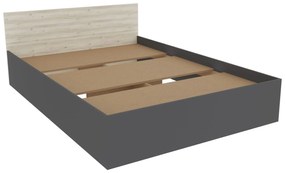 Set dormitor Malmo V9, Pat 200 x 140 cm, Stejar Alb/Antracit