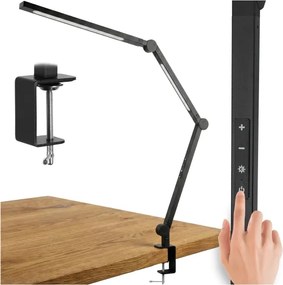 Lampă de birou flexibilă cu clemă, tactilă și dimabilă, LED/12W/230V, neagră