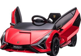 Masina electrica HOMCOM pentru copii 12V Lamborghini, telecomanda, viteza 3-8 km/h, 108x62x40cm, Rosie | Aosom Romania
