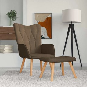 vidaXL Scaun de relaxare cu taburet, maro, material textil