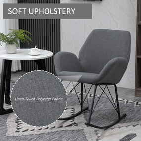 HOMCOM Balansoar Design Modern din Metal, Fotoliu Balansoar Tapitat pentru Sufragerie si Living, Gri