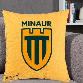 Perna Personalizata Minaur Baia Mare Fotbal, 40x40 cm, Galben, Husa Detasabila, Perna Inclusa, BEKZ®