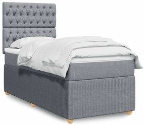 vidaXL Pat continental cu saltea, gri deschis, 80x200 cm, textil
