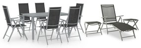 vidaXL Set mobilier de grădină, 10 piese, negru și argintiu
