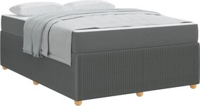 vidaXL Cadru de pat cu saltea Gri închis 140 x 200 cm țesătură