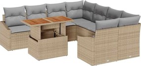 vidaXL Set de canapele pentru grădină 9 pcs Bej Rattan poli