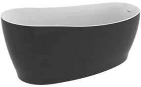 Cada freestanding asimetrica 180x85 cm, alb lucios negru lucios Alb/Negru lucios